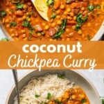 Chickpea curry Pinterest image.