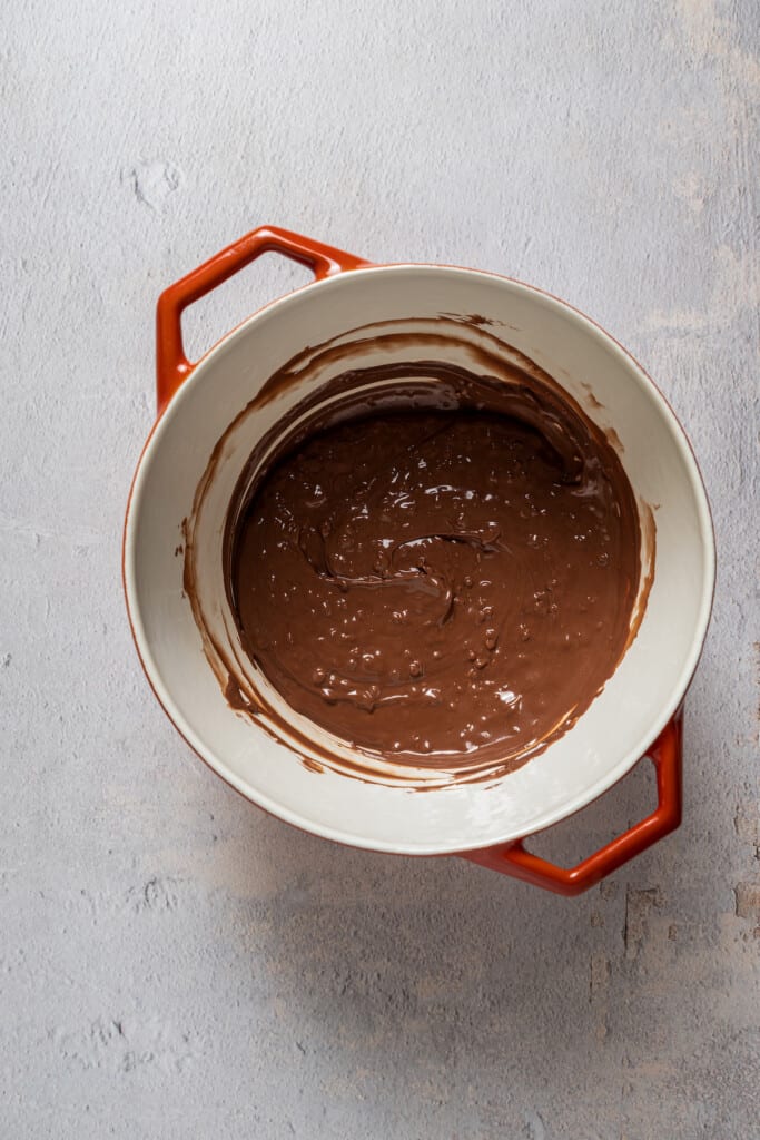 Melted chocolate in a pot.
