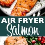 air fryer salmon pin image