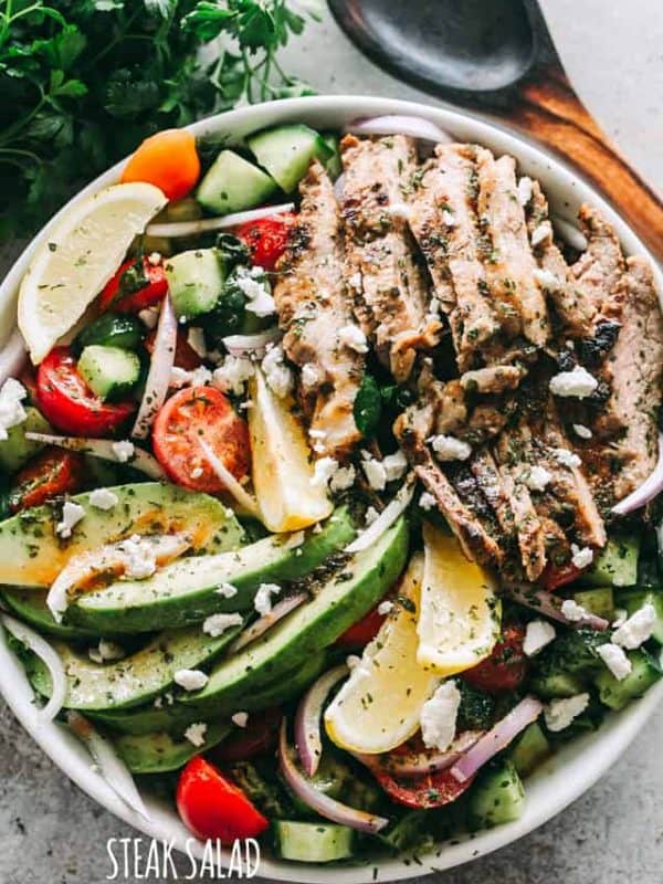Steak Salad with Dijon Balsamic Dressing - Packed with protein, veggies, and a flavorful Dijon Balsamic Dressing, this Steak Salad is healthy, quick, and incredibly delicious!