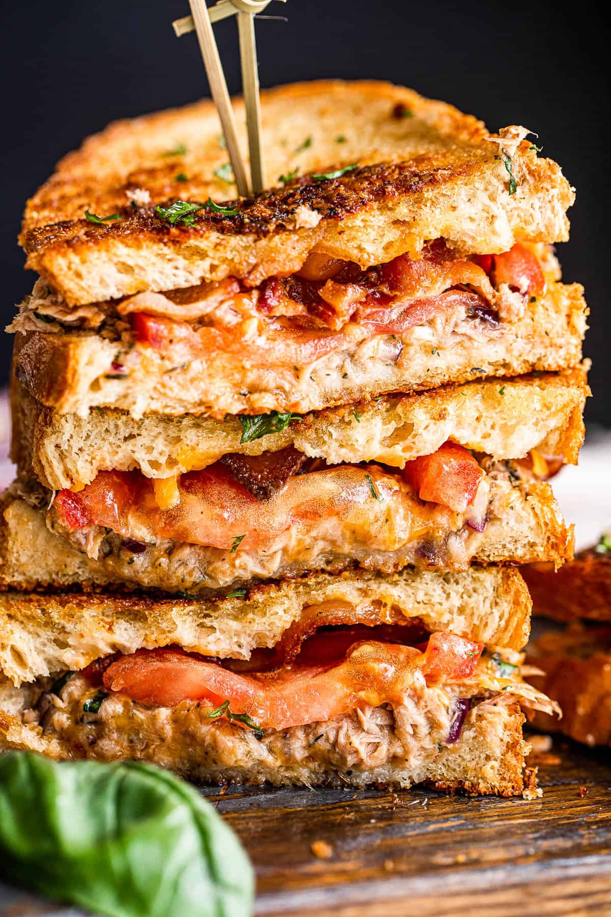stacked tuna melt sandwich